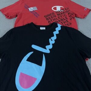 VTG LOT OF 2 Champion Shirt Mens XXL Spellout Graphic Reverse Weave Y2K Skater